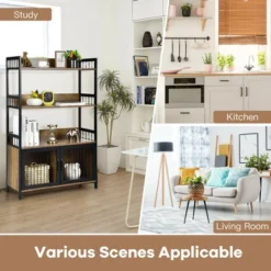 Costway 3-Tier Baker's Rack Industrial Kitchen Microwave Oven Stand W/Storage Cabinet 14 Costway 3-Tier Baker's Rack Industrial Kitchen Microwave Oven Stand W/Storage Cabinet -Furniture Haven Shop GUEST 538446b7 a6af 4c99 bd96 2d11feee3a79