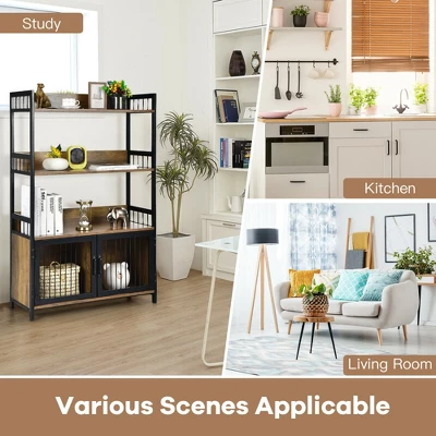 Costway 3-Tier Baker's Rack Industrial Kitchen Microwave Oven Stand W/Storage Cabinet 6 Costway 3-Tier Baker's Rack Industrial Kitchen Microwave Oven Stand W/Storage Cabinet - Image 6