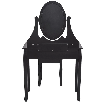 Tangkula Mirrored Dressing Table Wooden Vanity Makeup Unit W/ Cushioned Stool 1 Tangkula Mirrored Dressing Table Wooden Vanity Makeup Unit W/ Cushioned Stool