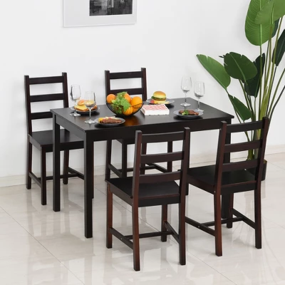 HOMCOM 5 Piece Dining Room Table Set, Wooden Kitchen Table And Chairs For Dinette, Breakfast Nook 1 HOMCOM 5 Piece Dining Room Table Set, Wooden Kitchen Table And Chairs For Dinette, Breakfast Nook