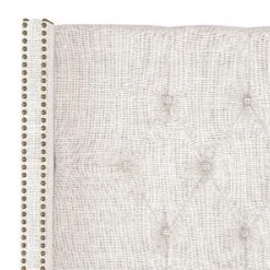 King Louis Diamond Tufted Wingback Headboard Off White Linen With Brass Nail Buttons - Skyline Furniture 7 King Louis Diamond Tufted Wingback Headboard Off White Linen With Brass Nail Buttons - Skyline Furniture -Furniture Haven Shop GUEST 54aa7e20 188b 4321 b322 7b680f5cac94