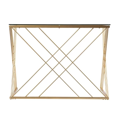 Oaknut Modern Glass Top Desk Gold - Aiden Lane 5 Oaknut Modern Glass Top Desk Gold - Aiden Lane - Image 5