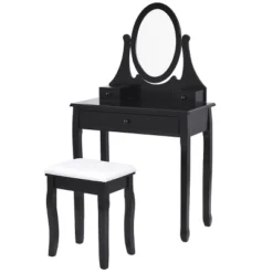 Tangkula Mirrored Dressing Table Wooden Vanity Makeup Unit W/ Cushioned Stool 14 Tangkula Mirrored Dressing Table Wooden Vanity Makeup Unit W/ Cushioned Stool -Furniture Haven Shop GUEST 5559260f 86d5 4be4 affd a2ab098a1b65