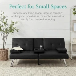 Best Choice Products Modern Faux Leather Convertible Futon Sofa W/ Removable Armrests, Metal Legs, 2 Cupholders 15 Best Choice Products Modern Faux Leather Convertible Futon Sofa W/ Removable Armrests, Metal Legs, 2 Cupholders -Furniture Haven Shop GUEST 559ff572 9fa4 4f7e 92b6 a15a7a0308f5