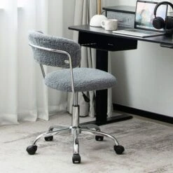 Costway Computer Desk Chair Adjustable Faux Fur Office Chair Swivel Vanity Chair -Furniture Haven Shop GUEST 55e6481a 83b0 4b8f 86f4 57f84558bc67