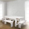 Emma And Oliver 40" X 12" Antique Rustic Solid Pine Folding Farm Bench - Portable Bench