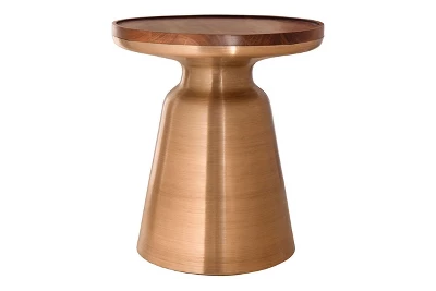 Inmod Willa Wood Side Table Gold/Walnut 2 Inmod Willa Wood Side Table Gold/Walnut - Image 2