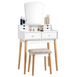Costway Vanity Table 6 Dressing Table Cushioned Stool Makeup Table 11 Costway Vanity Table 6 Dressing Table Cushioned Stool Makeup Table -Furniture Haven Shop GUEST 56be7a87 9dd0 4779 a611 2cf03d4f01ea