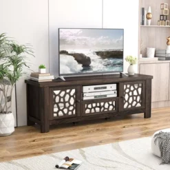 Tangkula 55" Retro TV Stand Media Entertainment Center W/ Mirror Doors & Drawer Brown 16 Tangkula 55" Retro TV Stand Media Entertainment Center W/ Mirror Doors & Drawer Brown -Furniture Haven Shop GUEST 57f630a5 42b7 467b 9153 adbfbdb86b09