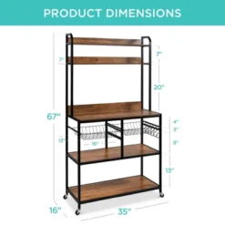 Best Choice Products 67in Counter-Height Baker's Rack W/ Locking Wheels, Adjustable Feet, 2 Wire Baskets 12 Best Choice Products 67in Counter-Height Baker's Rack W/ Locking Wheels, Adjustable Feet, 2 Wire Baskets -Furniture Haven Shop GUEST 595ce3eb 1252 44e4 bc40 c25539069d1c