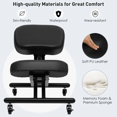 Costway Ergonomic Kneeling Chair Adjustable Stool Memory Foam Angled Seat 8 Costway Ergonomic Kneeling Chair Adjustable Stool Memory Foam Angled Seat - Image 8