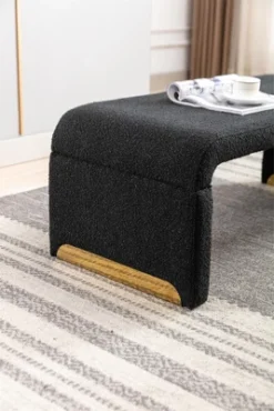 Lily 43.31" Faux Shearling Fabric Look Upholstered Waterfall Bench With Gold Metal Legs-Maison Boucle -Furniture Haven Shop GUEST 5a2453d9 4b52 4347 b844 20e0ace4c5a6