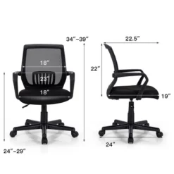 Costway Height Adjustable Mid-Back Mesh Chair Executive Chair W/ Lumbar Support -Furniture Haven Shop GUEST 5a8224ee 6825 42ef 9e03 f604ccc45b49