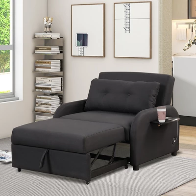 3 In 1 Pull Out Sleeper Sofa With 2 Wing Table And USB Charge-ModernLuxe 1 3 In 1 Pull Out Sleeper Sofa With 2 Wing Table And USB Charge-ModernLuxe