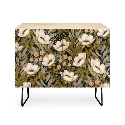 Avenie Floral Meadow Spring Green Credenza - Deny Designs 3 Avenie Floral Meadow Spring Green Credenza - Deny Designs - Image 3