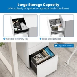 Mount-It! Mobile File Pedestal Cabinet With 3 Drawers & Lock | Slim Design Under Desk Storage & Organizer For Files, Folders & Office Supplies | White -Furniture Haven Shop GUEST 5c6342c0 2df8 431f a023 932734efb1c5