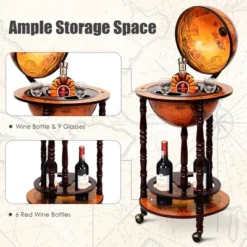 Costway 17.5'' Wood Globe Wine Bar Stand 16th Century Italian Rack Liquor Bottle Shelf 10 Costway 17.5'' Wood Globe Wine Bar Stand 16th Century Italian Rack Liquor Bottle Shelf -Furniture Haven Shop GUEST 5e3da795 52b6 4f8e 9365 4c304a05c55b