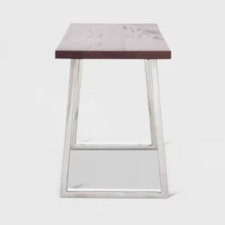 Lionel Wood And Stainless Steel Metal Bench Dark Walnut Brown - Finch -Furniture Haven Shop GUEST 5e96888a e194 4ddc a2d3 c2e4225b1499