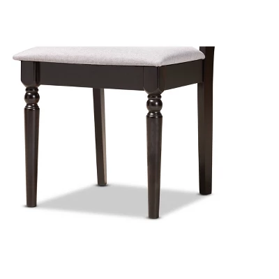 5pc Tonia Fabric Upholstered And Wood Dining Set Gray/Brown - Baxton Studio 5 5pc Tonia Fabric Upholstered And Wood Dining Set Gray/Brown - Baxton Studio - Image 5