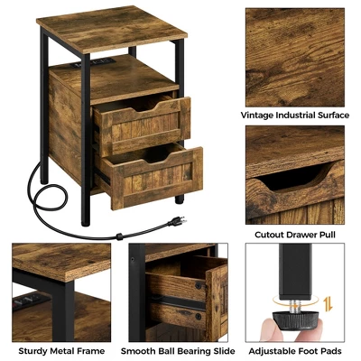 Yaheetech 2-Drawer End Table With Charging Outlets And USB Ports 3 Yaheetech 2-Drawer End Table With Charging Outlets And USB Ports - Image 3