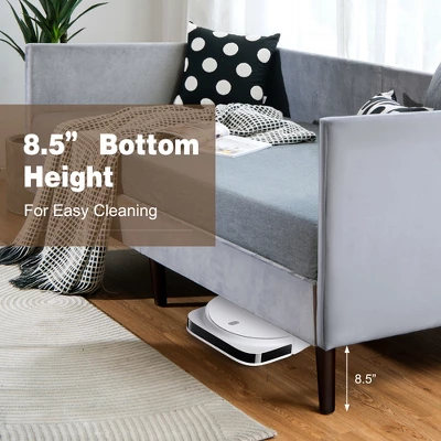 Costway Twin Daybed Upholstered Linen Wooden Sofa Bed Frame Heavy Duty Living Room Grey 6 Costway Twin Daybed Upholstered Linen Wooden Sofa Bed Frame Heavy Duty Living Room Grey - Image 6