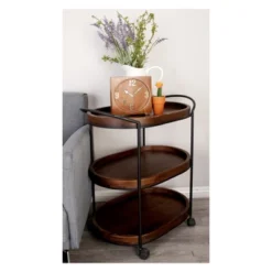 Wood 3 Tier Oval Tray Cart Brown - Olivia & May -Furniture Haven Shop GUEST 600fa5e2 d3b9 477e b5eb 18beba767717