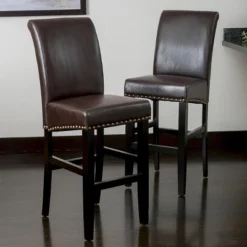 Set Of 2 Christopher Knight Home Lissette Leather Barstool - Brown 5 Set Of 2 Christopher Knight Home Lissette Leather Barstool - Brown -Furniture Haven Shop GUEST 60a72d80 00d6 47d0 af64 5dc1663fd996