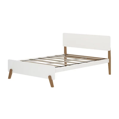 Max & Lily Mid-Century Modern Full-Size Panel Bed, White/Pecan 5 Max & Lily Mid-Century Modern Full-Size Panel Bed, White/Pecan - Image 5
