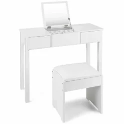 Costway White Vanity Dressing Table Furniture Stool Storage Box -Furniture Haven Shop GUEST 614add01 22b6 4609 a339 103eb78a6462
