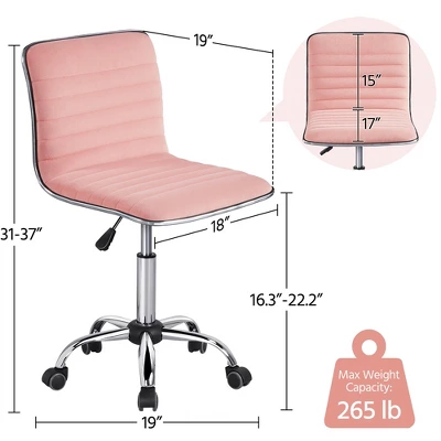 Yaheetech Velvet Low Back Armless Desk Chair Office Chair With Wheels 2 Yaheetech Velvet Low Back Armless Desk Chair Office Chair With Wheels - Image 2