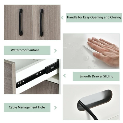 Costway 3-Door 71'' Kitchen Buffet Pantry Storage Cabinet W/Hutch Adjustable Shelf White 7 Costway 3-Door 71'' Kitchen Buffet Pantry Storage Cabinet W/Hutch Adjustable Shelf White - Image 7