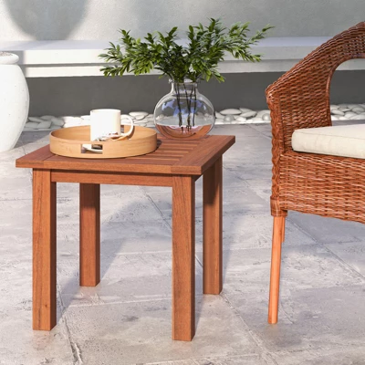 Tangkula 1PC/2PCS Patio Hardwood End Table Square Side Table With Slatted Tabletop Small Coffee Bistro Table Indoor Outdoor Side Table 1 Tangkula 1PC/2PCS Patio Hardwood End Table Square Side Table With Slatted Tabletop Small Coffee Bistro Table Indoor Outdoor Side Table