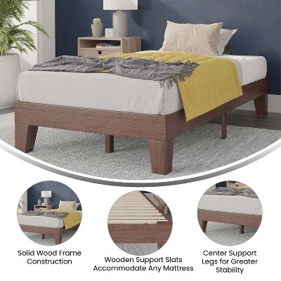 Merrick Lane Eduardo Platform Bed Frame, Solid Wood Platform Bed Frame With Slatted Support, No Box Spring Needed 4 Merrick Lane Eduardo Platform Bed Frame, Solid Wood Platform Bed Frame With Slatted Support, No Box Spring Needed - Image 4