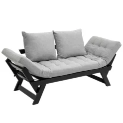 HOMCOM Single Person 3 Position Convertible Chaise Lounger Sofa Bed With 2 Large Pillows And Oak Frame 17 HOMCOM Single Person 3 Position Convertible Chaise Lounger Sofa Bed With 2 Large Pillows And Oak Frame -Furniture Haven Shop GUEST 643ba01c b2ed 45b3 b40a 8a38ddffe655