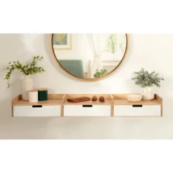 18" X 7" Kitt Floating Side Table Shelf White/Natural - Kate & Laurel All Things Decor -Furniture Haven Shop GUEST 64aa314b c0aa 43d4 906a eb955c7f4a3d