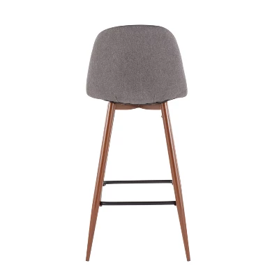 Set Of 2 Pebble Mid-Century Modern Modern Barstools Walnut/Charcoal - LumiSource 4 Set Of 2 Pebble Mid-Century Modern Modern Barstools Walnut/Charcoal - LumiSource - Image 4