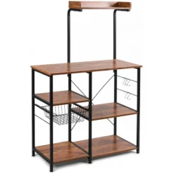 Costway 4-Tier Vintage Kitchen Baker's Rack Utility Microwave Stand W/ Basket & 5 Hooks 22 Costway 4-Tier Vintage Kitchen Baker's Rack Utility Microwave Stand W/ Basket & 5 Hooks -Furniture Haven Shop GUEST 65643966 2c05 48c1 81b0 8cfbbf53ef78