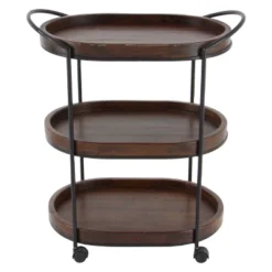Wood 3 Tier Oval Tray Cart Brown - Olivia & May -Furniture Haven Shop GUEST 660a32d2 f442 42f9 844d b1df47a3aeb2