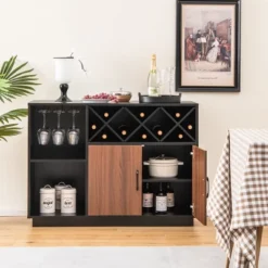 Costway Industrial Wine Bar Cabinet Sideboard Buffet With Glass Holder & Adjustable Shelf 12 Costway Industrial Wine Bar Cabinet Sideboard Buffet With Glass Holder & Adjustable Shelf -Furniture Haven Shop GUEST 6665d5dc b340 464d 89fe 370d3af28634