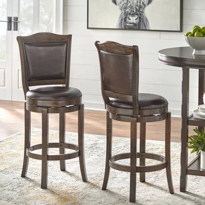 Set Of 2 Tara 30" Swivel Counter Height Barstools Brown - Buylateral 1 Set Of 2 Tara 30" Swivel Counter Height Barstools Brown - Buylateral