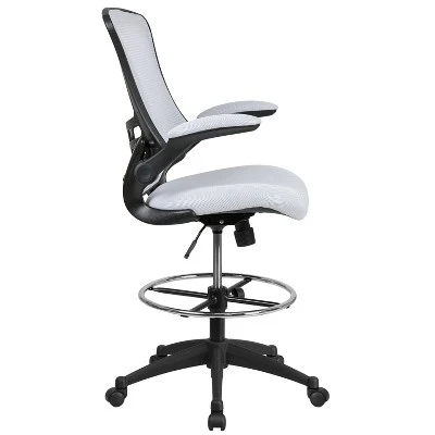 Emma And Oliver Mid-Back Mesh Ergonomic Drafting Chair With Foot Ring And Flip-Up Arms 11 Emma And Oliver Mid-Back Mesh Ergonomic Drafting Chair With Foot Ring And Flip-Up Arms - Image 11