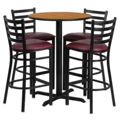 Flash Furniture 30'' Round Laminate Table Set With X-Base And 4 Ladder Back Metal Barstools 18 Flash Furniture 30'' Round Laminate Table Set With X-Base And 4 Ladder Back Metal Barstools -Furniture Haven Shop GUEST 66b03027 8315 48df a8ec 5b7df43afdbd