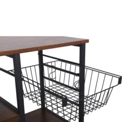 Wood And Metal Bakers Rack With 4 Shelves And Wire Basket Brown/Black - Benzara 11 Wood And Metal Bakers Rack With 4 Shelves And Wire Basket Brown/Black - Benzara -Furniture Haven Shop GUEST 66d70f2c d276 4338 893f 7b858fe5436d