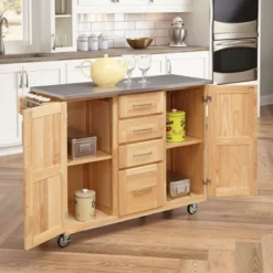 Breakfast Bar Kitchen Cart Natural With Stainless Steel Top - Home Styles -Furniture Haven Shop GUEST 671b3771 7a56 4242 9d98 e3b642d92392