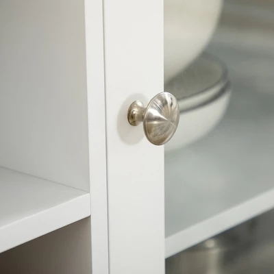 HOMCOM Glass Door Kitchen Sideboard, Buffet Cabinet With 6-Bottle Wine Rack And Stemware Racks, Coffee Bar For Living Room, Dining Room, White 4 HOMCOM Glass Door Kitchen Sideboard, Buffet Cabinet With 6-Bottle Wine Rack And Stemware Racks, Coffee Bar For Living Room, Dining Room, White - Image 4