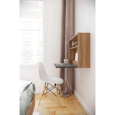 Slim Small Wall Mounted Secretary Desk Nutmeg/Charcoal Gray - Nexera 3 Slim Small Wall Mounted Secretary Desk Nutmeg/Charcoal Gray - Nexera - Image 3