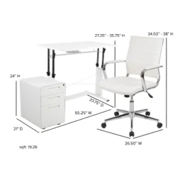 Flash Furniture Work From Home Kit - White Adjustable Computer Desk, LeatherSoft Office Chair And Inset Handle Locking Mobile Filing Cabinet 13 Flash Furniture Work From Home Kit - White Adjustable Computer Desk, LeatherSoft Office Chair And Inset Handle Locking Mobile Filing Cabinet -Furniture Haven Shop GUEST 68d54135 c246 4095 b576 72ab85c4a559