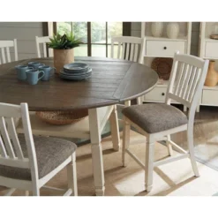 Bolanburg Round Drop Leaf Counter Table Antique White - Signature Design By Ashley