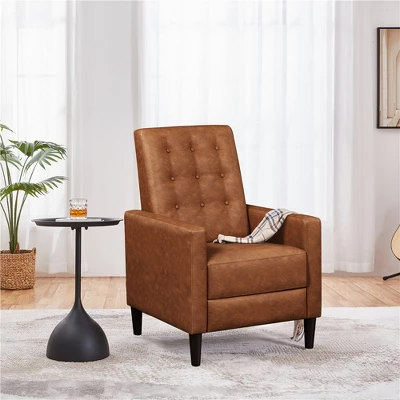 Yaheetech Faux Leather Recliner Sofa With Pocket Spring Brown 1 Yaheetech Faux Leather Recliner Sofa With Pocket Spring Brown