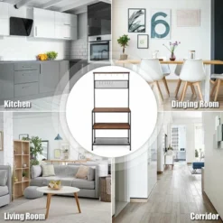 Costway 4-Tier Kitchen Bakers Rack Microwave Oven Stand Industrial W/Hooks & Mesh Panel -Furniture Haven Shop GUEST 699b2b91 c949 403d 8751 05a2a75d3a47